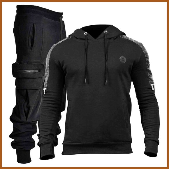 Polyester Tracksuit Set Hoodie Jogging Sweatsuit Men's Athletic